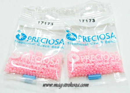 Розовый глянцевый непрозрачный (17173) бисер 10/0 Чехия, 5гр.