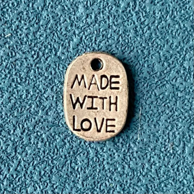 Подвеска Бирочка Made with love, 11х8мм, античное серебро, 1шт