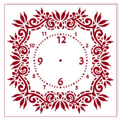 Трафарет для часов, 25см , Арабские часы, узор, квадрат, (ЭЛГ25-35)