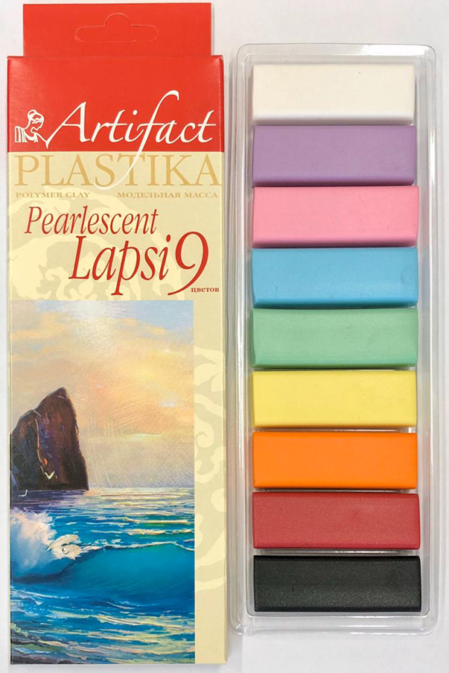 Полимерная глина  "LAPSI PEARLESCENT" 9 цветов 180 г в картонной упаковке, арт. 7109-38