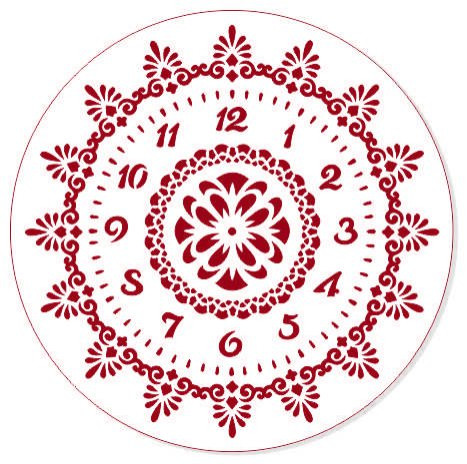 Трафарет для часов, 30см, Арабские часы, разетка и узор, (ЭЛГ30-22)