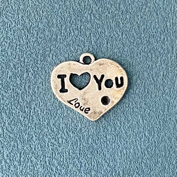 Подвеска Сердце  I LOVE YOU, 22х19мм, античное серебро, 1шт