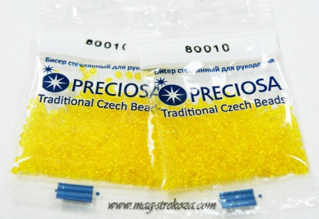 Прозрачный желтый глянцевый (80010) бисер 10/0 Чехия, 5гр.