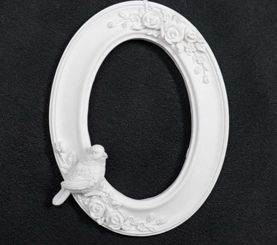 Рамка гипсовая  Овальная с птичками , 20,5х15,5см