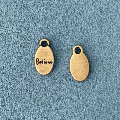 Подвеска Овал с надписью Believe, 9х15мм, античная бронза, 1шт