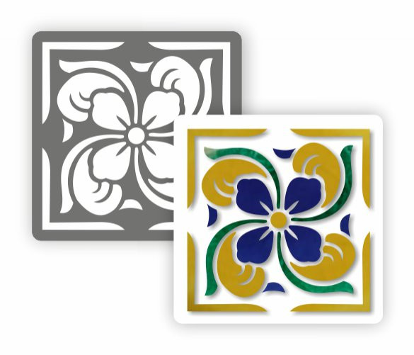 Трафарет, 15х15см, Плитка Азулежу № 5,(ПА1-5)