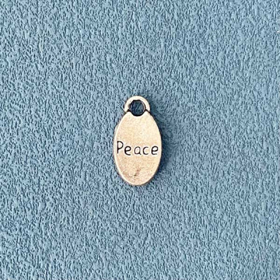 Подвеска Овал с надписью PEACE, 8х15мм, античное серебро, 1шт
