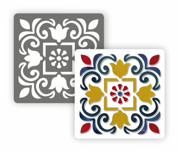 Трафарет, 15х15см, Плитка Азулежу № 54,(ПА1-54)