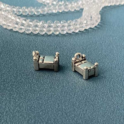 Подвеска 3D Кровать, 9х14мм, античное серебро, 1шт