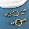 Замок для тросика с застежками, Круг, латунь, 17х37мм, покрытие золото 14K, 1 шт